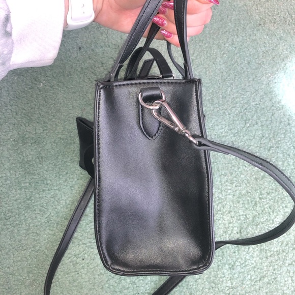 Cute Nine West Black Mini Tote Bag with Charm - Picture 10 of 16
